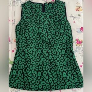 Banana Republic Green Black Midi A-line Blouse